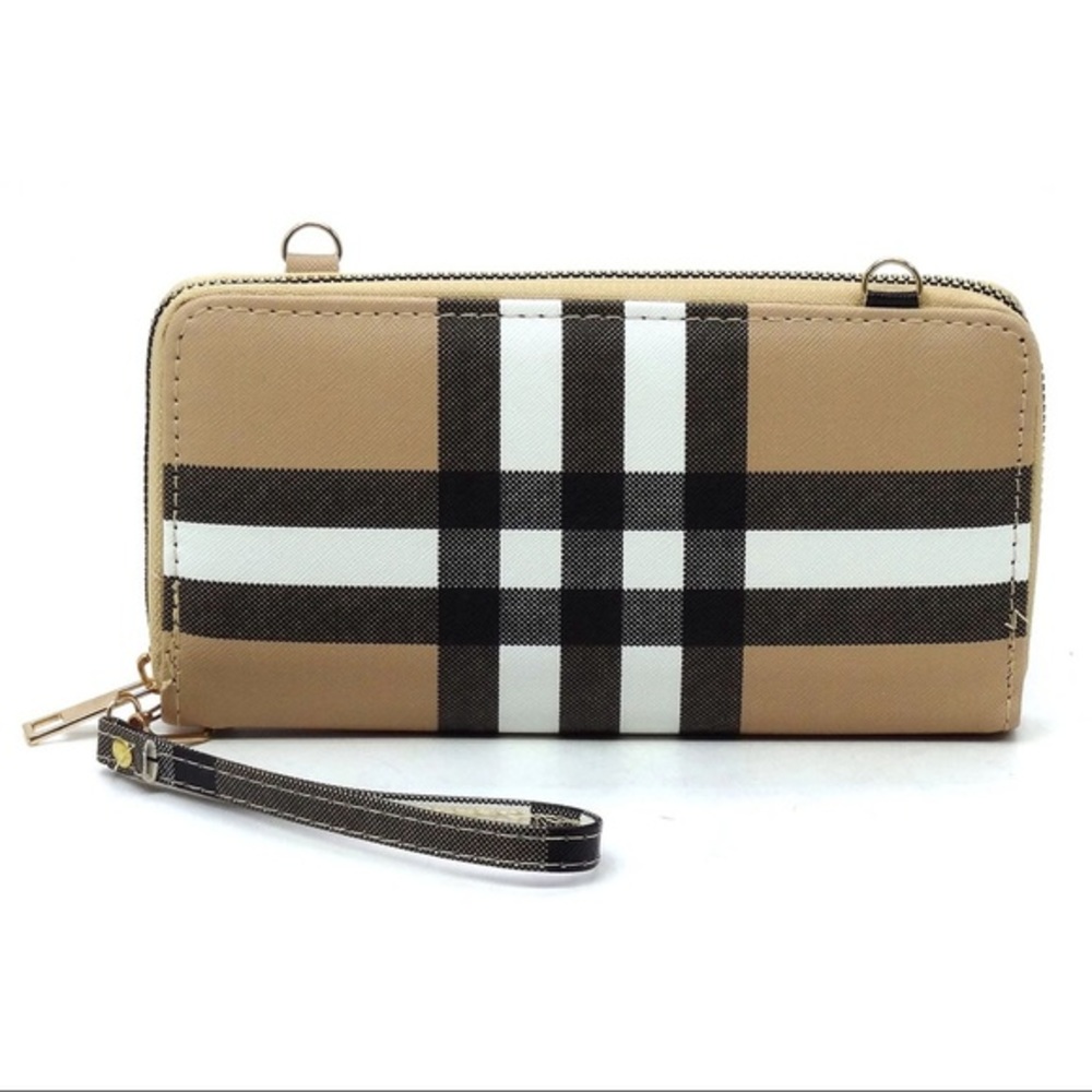 Plaid crossbody wallet